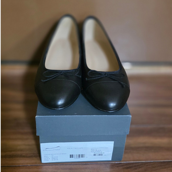 NEW Ann Taylor Missy Cap Toe Leather Ballet Flat - black - 10 - 836015 - Picture 5 of 6